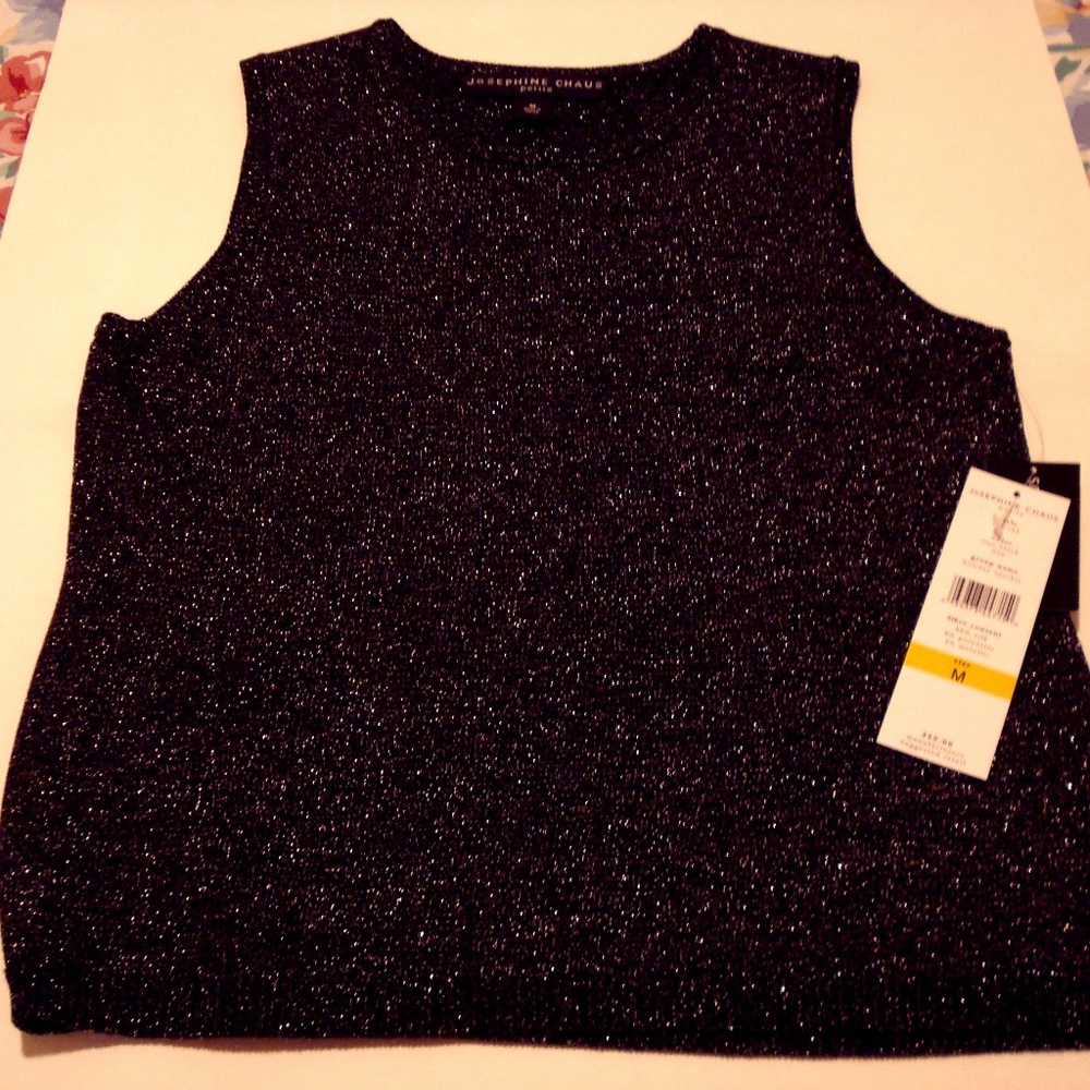 Josephine Chaus Petite Tank Top Black Sparkle